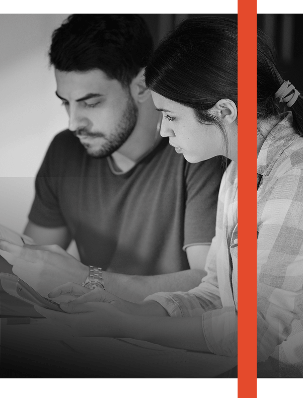 A grayscale photo of a couple