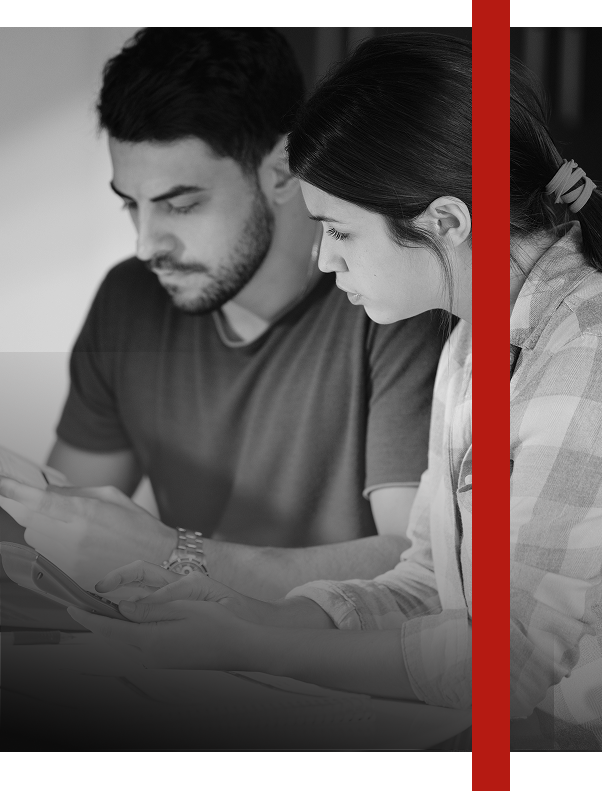 A grayscale photo of a couple